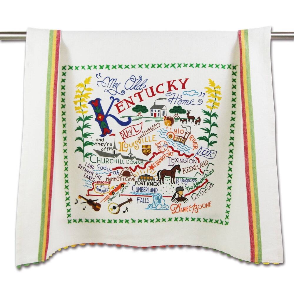 Kentucky Bluegrass custom cotton Dish Towel catstudio hand woven and embroidered